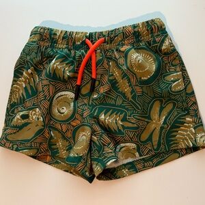 Green and Orange Patterned Swim Shorts